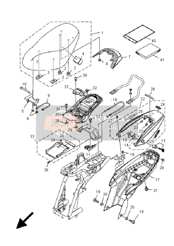 5UY247260000, Scharnier, Sitz, Yamaha, 0